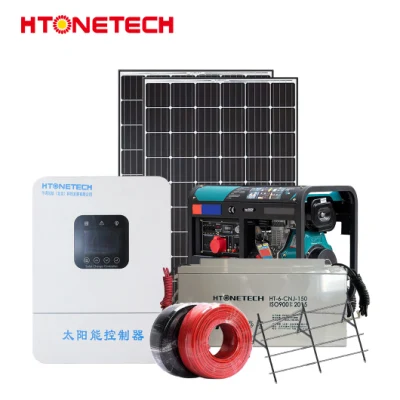 Htonetech オフグリッド ソーラー システム サプライヤー中国 5kw 193kw OEM 良い価格 48 ボルト モノラル ソーラー パネル マトリックス ハイブリッド ディーゼル発電機グリッド ソーラー システム