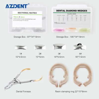 Azdent Dental 断面輪郭バンド マトリックス ステンレス鋼 100 個 + リング 2 セット